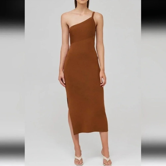 House of Harlow 1960 Ribbed One Shoulder Midi Dress Size Large - Picture 1 of 6